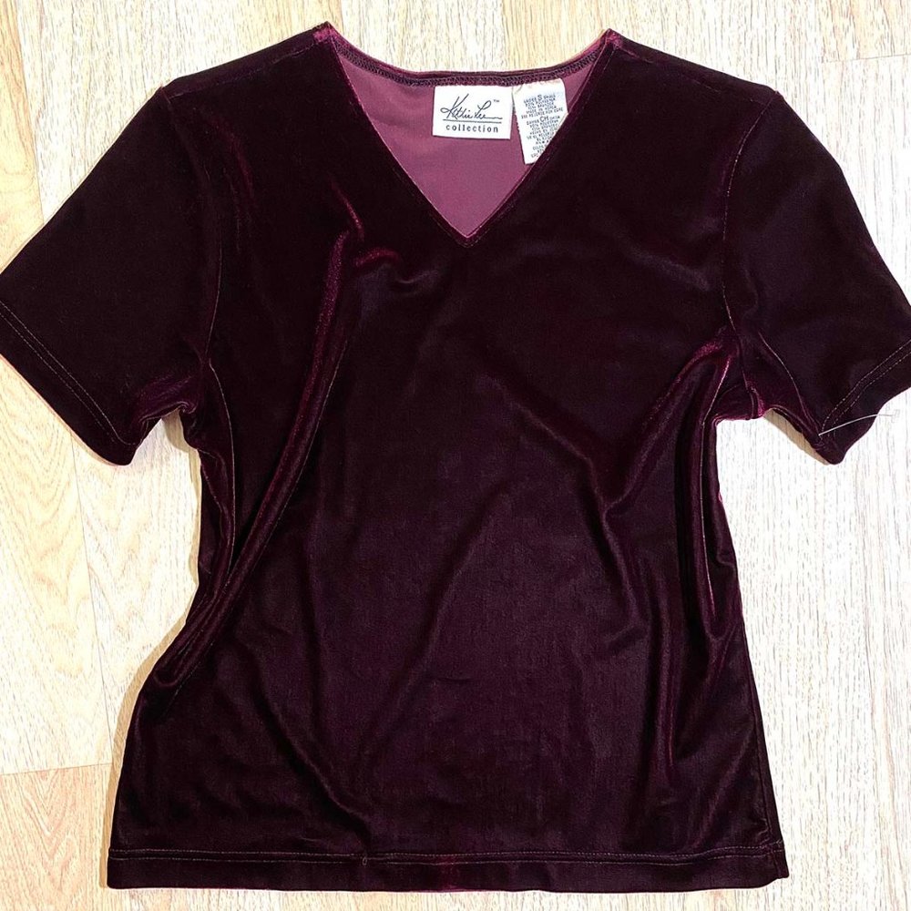 Vintage Velvet Silky Soft Top Euc Burgundy Color